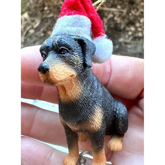 Vintage 90's Ganz Rottweilier Christmas Ornament Dog New Santa Loves Me … - Picture 5 of 12